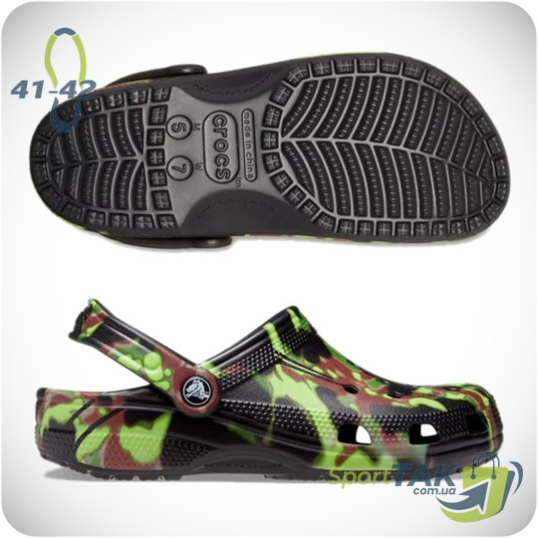 Крокси CROCS CLASSIC SPRAY CAMO CLOG темно-зелені 41-42