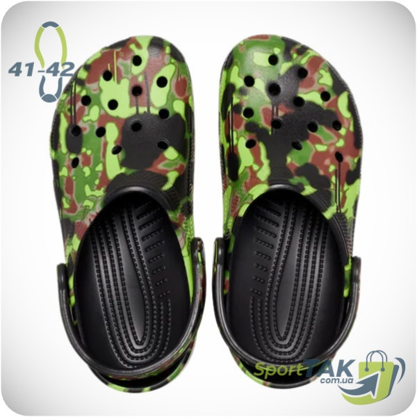 Крокси CROCS CLASSIC SPRAY CAMO CLOG темно-зелені 41-42