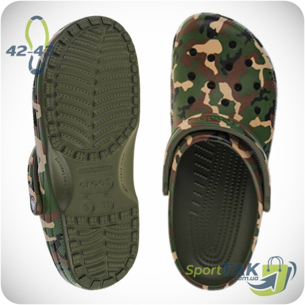 Крокси CROCS CLASSIC PRINTED CAMO CLOG хакі 42-43
