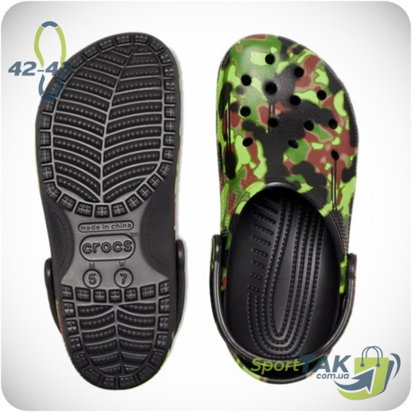 Крокси CROCS CLASSIC SPRAY CAMO CLOG темно-зелені 42-43
